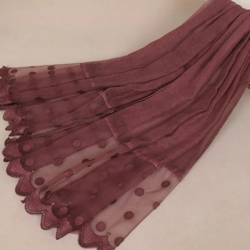 

200*90Cm Ladies Fashion Plain Lace Cotton Scarf Shawl Autumn Winter High Quality Pashmina Cachecol Bufandas Mujer Muslim Hijab