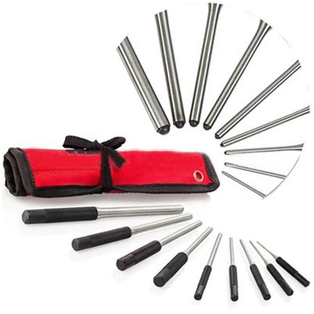 

9pcs/Set Jewelry Fix Durable Steel 40CR Roll Multi Size Professional Pin Punch Set Round With Storage Pouch Repair Tool Kit