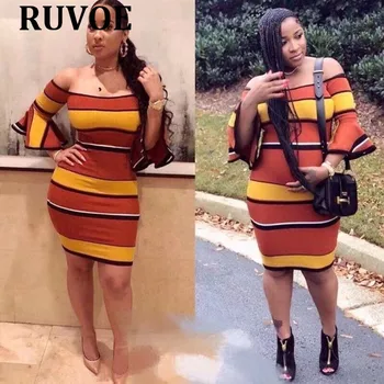 

Elegant Women Sexy Summer Bandage Dress Striped Mid Sleeve Bodycon Good Quality Slash Neck Backless Celebrity Party Vestidos