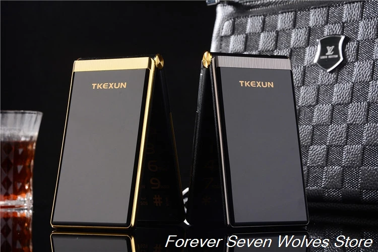 Original TKEXUN M2 Flip Metal Body Phone Dual Screen Big Battery Big Keyboard 3.0 Handwriting Screen Mobile Cellphone Clamshell