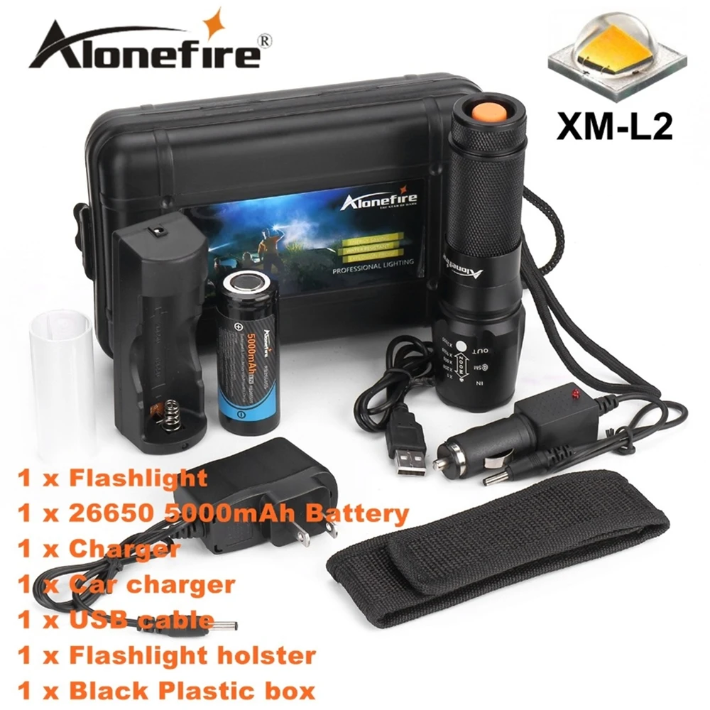 AloneFire X800 тактический фонарь CREE XM-L v6 T6 L2 светодиодный зум пятно света фонаря путешествия факел AAA 18650 Перезаряжаемые Батарея