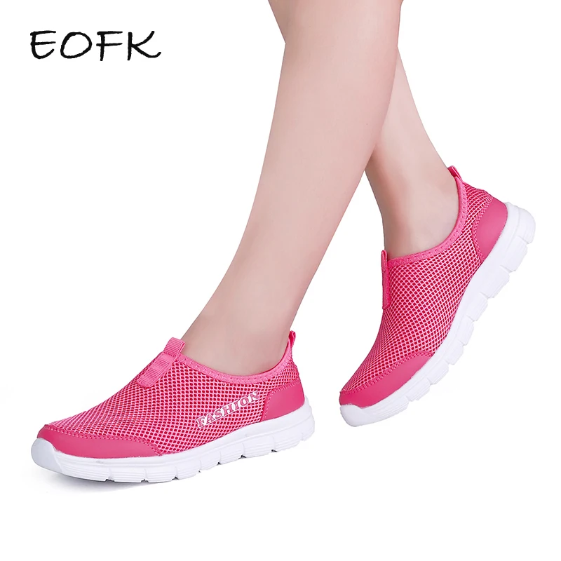 

EOFK 2020 New Fashion Summer Women Casual Shoes Women's Flats Shoes Female Breathable Zapatillas Slip on Shoes Big Size 34-44
