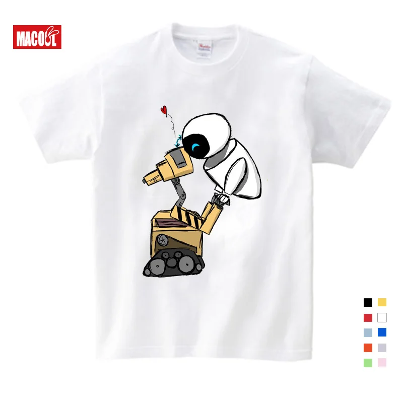 

Wall-E Eve Robot Couple Cartoon Funny T Shirt Homme Jollypeach New Breathable Tshirt Kids Short Sleeve Children T-shirt 4T 6T 8T