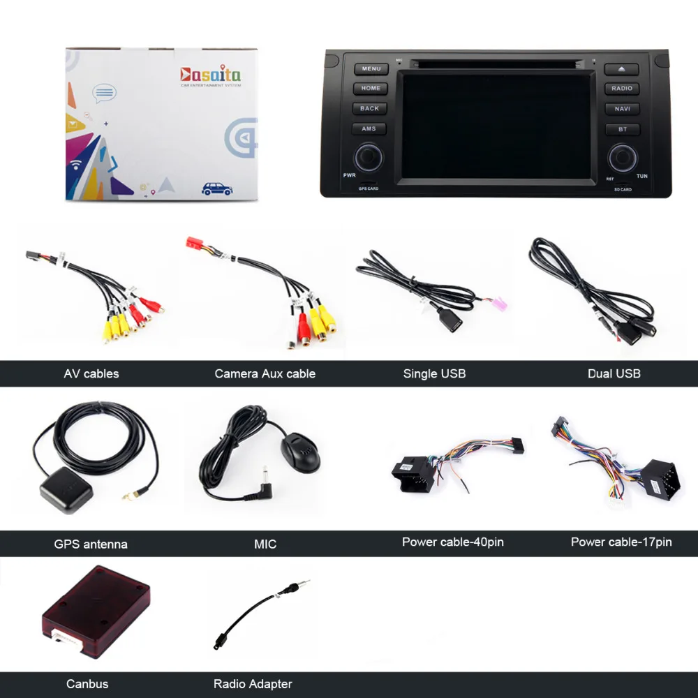 Discount Dasaita 7" 1DIN Car Multimedia Android 8.0 for BMW E46 M3 318i 320i 325i 328i DVD Player Autoradio Steering Wheel Control MP3 5
