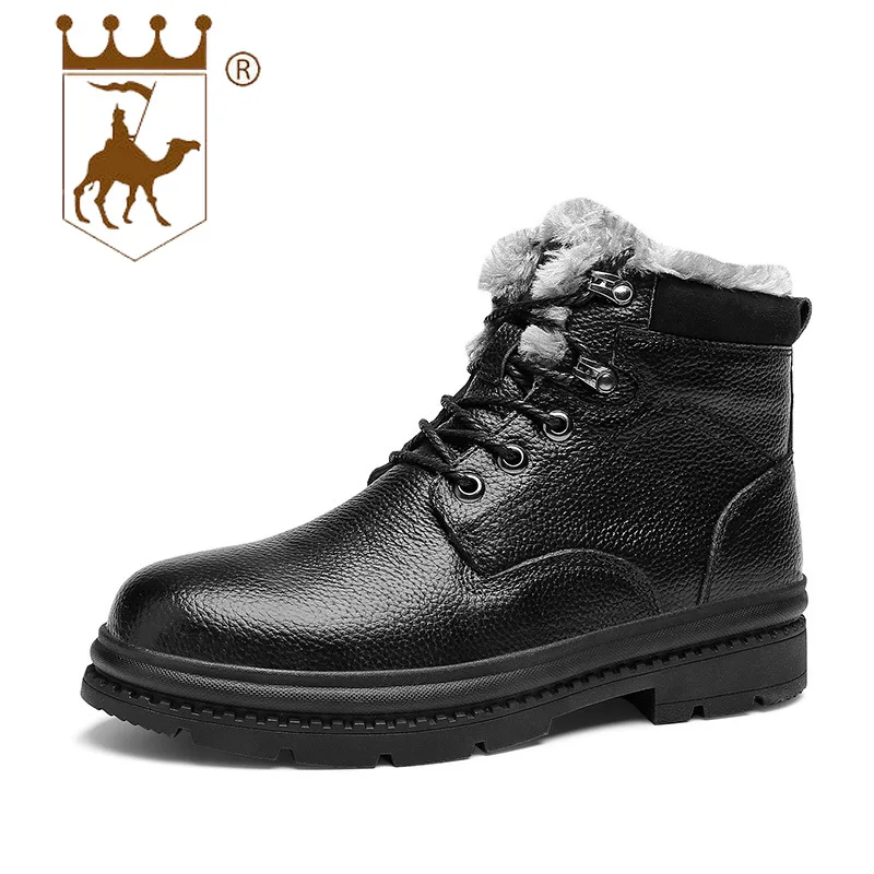 

BACKCAMEL 2018 Winter New Plus Velvet Boots Men's High-help Big Size Men's Boots Warm Casual Leather Boots Men Size38-48