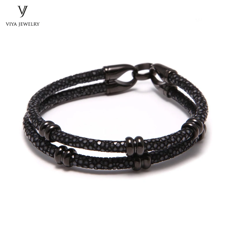 simple beads stingray leather bracelet for men ,couple stingray beads bracelets (1)