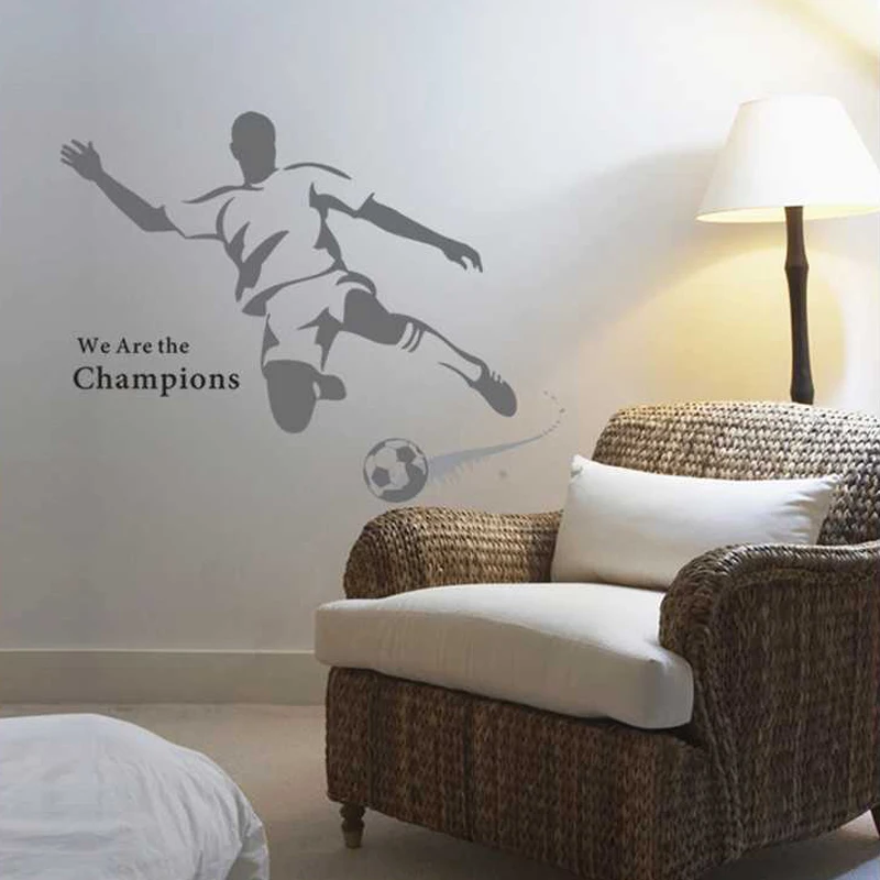 (2 piece/lot)Art Design hHome Decoration Football Player Decal Soccer Wall Sticker