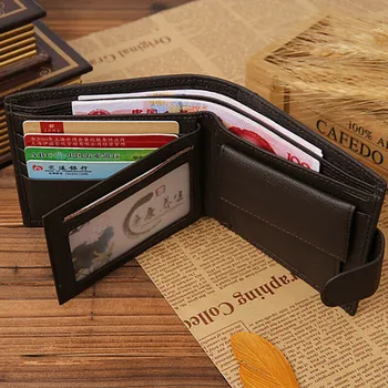 

Portable Men Wallet Faxu Leather Wallets Coin Purse Clutch Hasp Open Top Quality Retro Card Holder Short Wallet W3