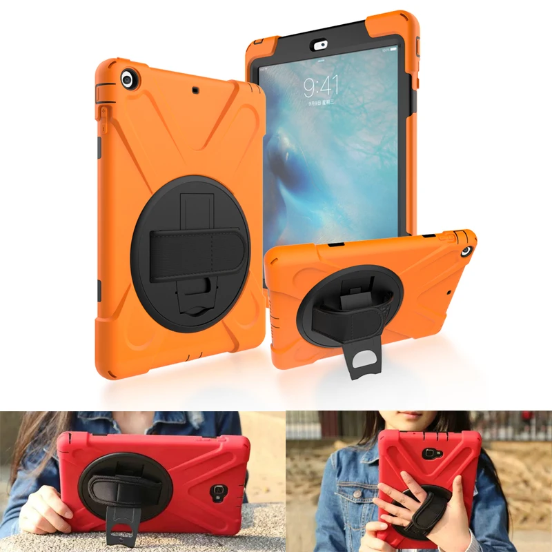 

For Samsung Tab E T377V/T377P 360 degree Rotation with PU Leather Hand Strap Carry Case and Kickstand Case + Stylus Alabasta