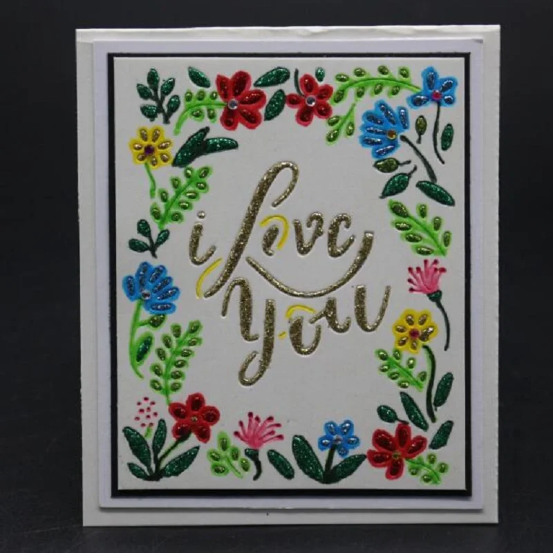 

Glita Creatif rectangle love dies for scrapbooking DIY albulm photo decorative card making valentine days metal frame die cut