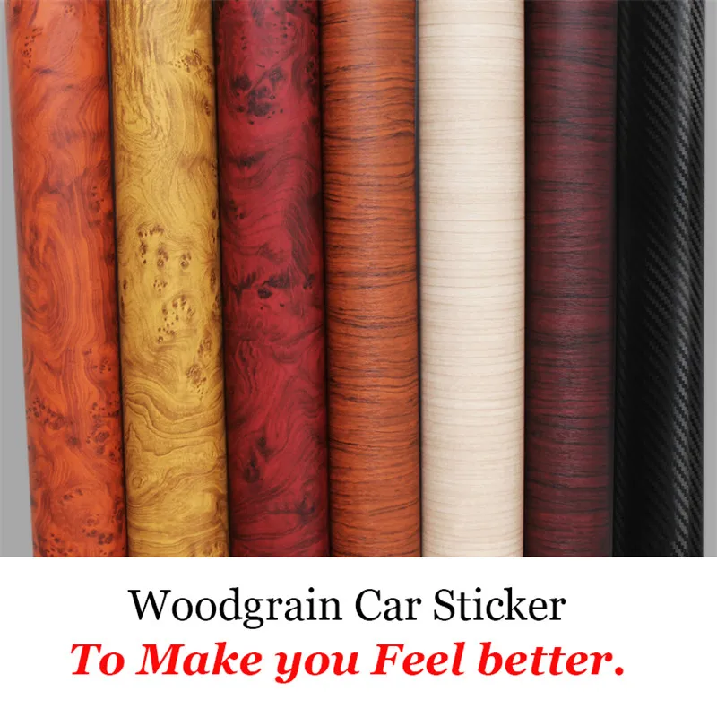 Image Car Styling 30*200CM PVC Furniture Wood Grain Car Wrap Car Film Internal Stickers Waterproof Self adhesive Car Sticker