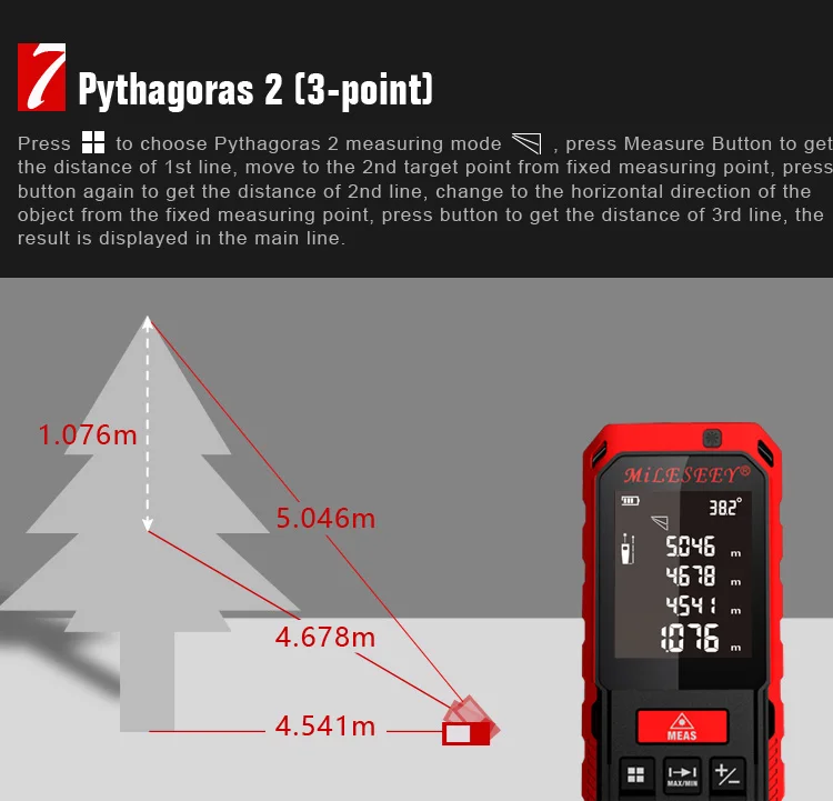 New Arrival Mileseey S7 50-120m Laser Rangefinder Measuring Tool Laser Distance Meter Laser Range-finder