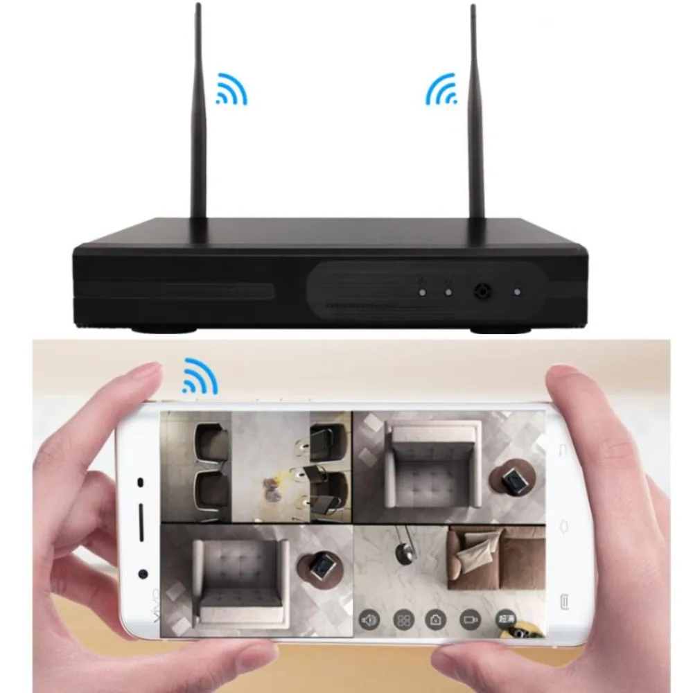 4CH 960P sistema de cámara de seguridad inalámbrica 4 canales Wifi NVR Kit 1.3MP al aire libre CCTV