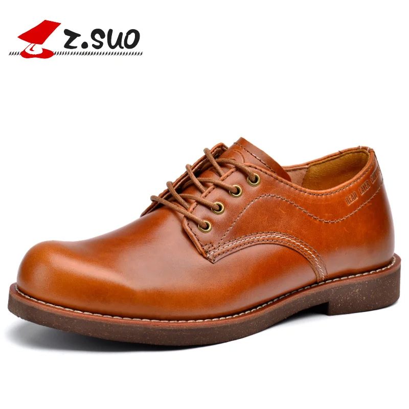 

Z.Suo Brand Cow Leather Men Casual Shoes Top Quality Tooling Flat Shoes 2018 New Fashion Breathable Handmade Men Oxfords Shoes