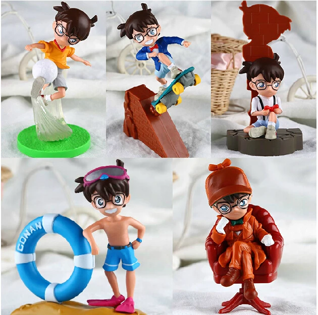 5pcs/set Anime Cartoon Detective Conan PVC Action Figures Collectible