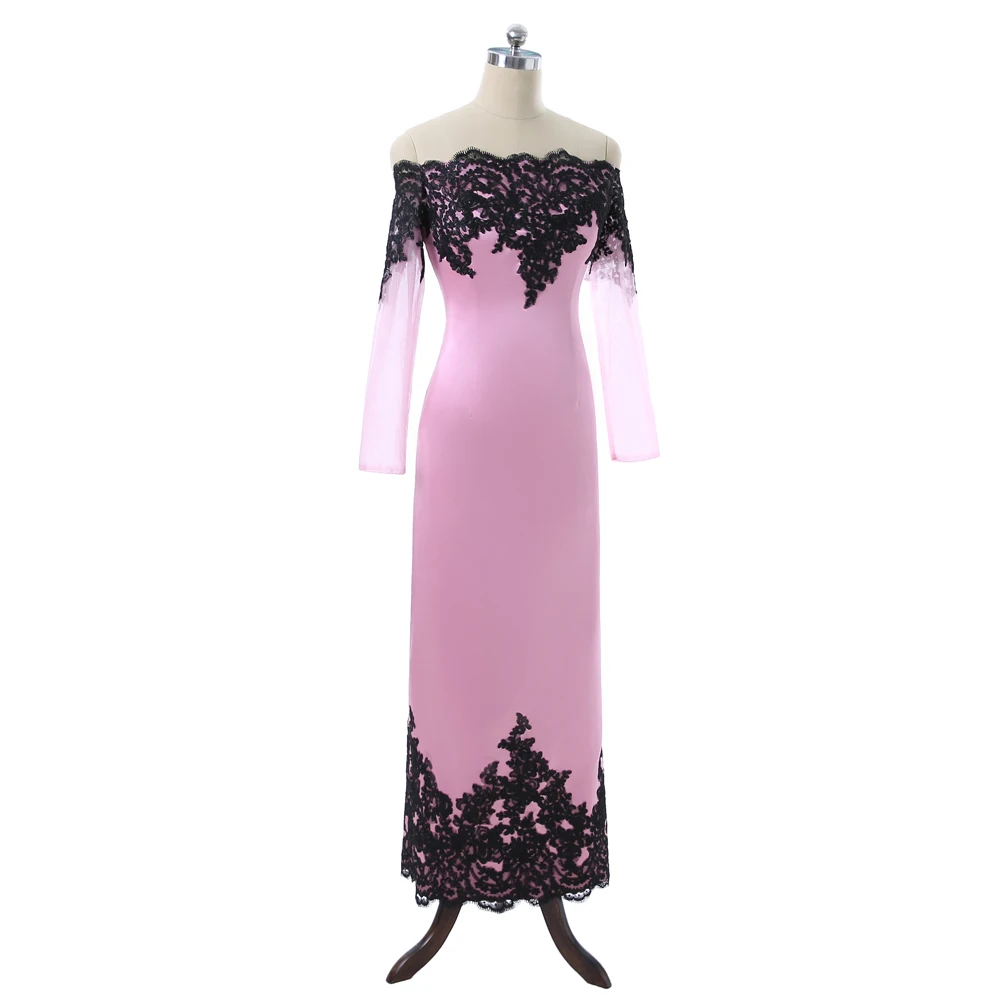 Розовый 2018 мать невесты Платья для женщин Оболочка одежда с длинным рукавом с аппликацией Кружево Наряды на свадебную вечеринку платья для