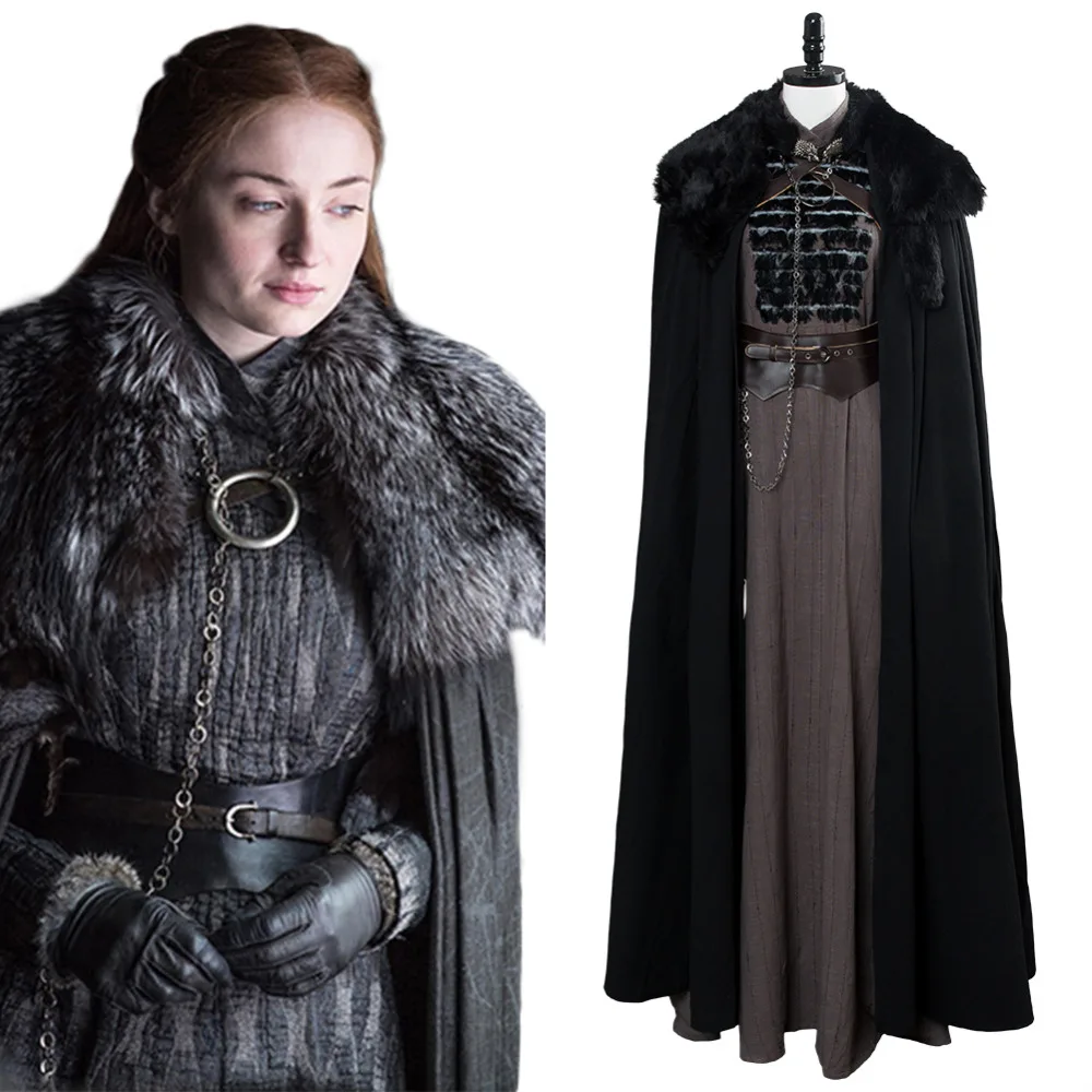 

GOT Game of Thrones Sansa Stark Cosplay Costume Winter Outfit Adult Game of Thrones Season 8 Sansa Costume for Halloween Party