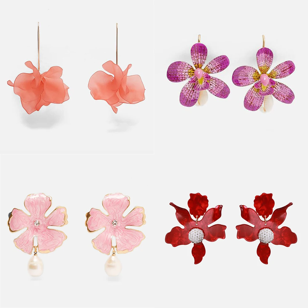

Ztech Chram Za Earrings 2019 Handmade Resin Flower Crystal Beads Statement Bridal Earring Party Pineapple Dangle Drop Earrings