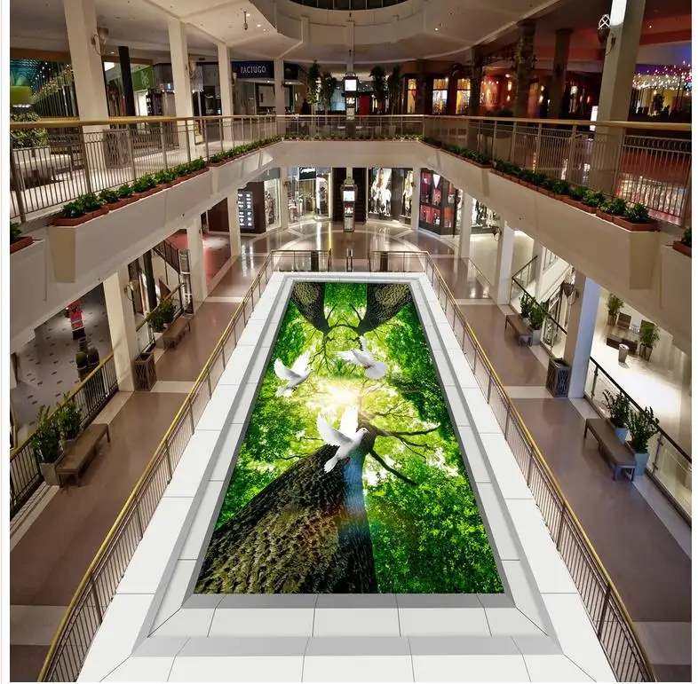 

Modern Custom 3D floor mural Sunlight dove woods PVC Wall paper self-adhesive Floor mural
