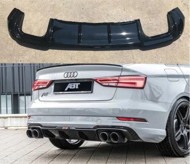 

ABS Paint Car Rear Bumper Spoiler Lip, Auto Car Rear Bumper Diffuser Cover For Audi A3 S3 RS3 2017 2018 2019 2020