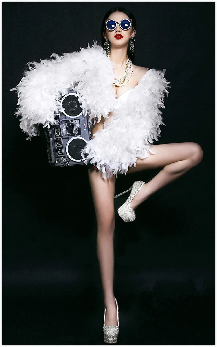 Зимний ночной клуб певица танцовщица сексуальные перья куртка пальто сексуальный DJ DS персональная верхняя одежда костюмы ведущий сценическое представление