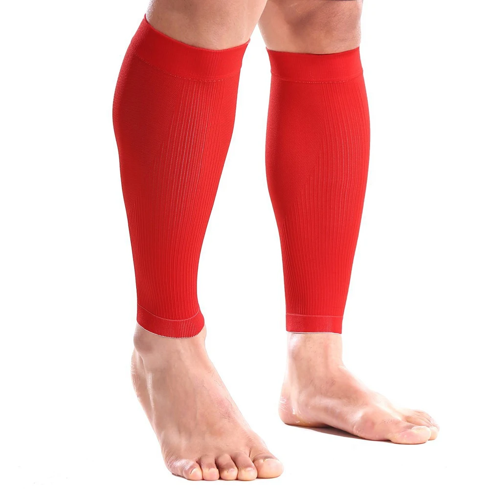 Новые компрессионные гетры для бега, бега, футбола, мышц, облегчают обертывание голени, велосипедные гетры, футбольные спортивные гетры - Цвет: Красный