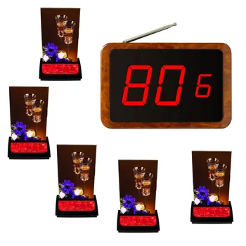 

wireless service call system for cybercafe,5pcs table caller APE730 and 1 pcs black display receiver APE1600