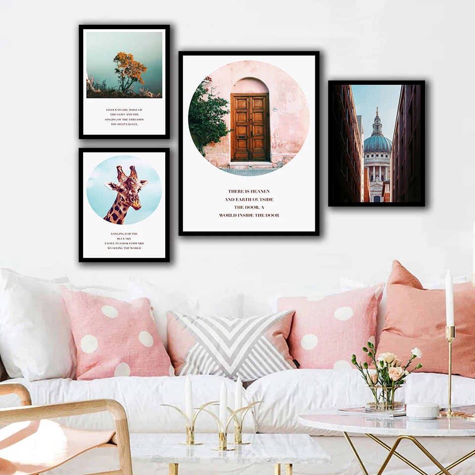 Nordic Style Giraffe Leaf Canvas Poster Art Print Modern Home Decoration
