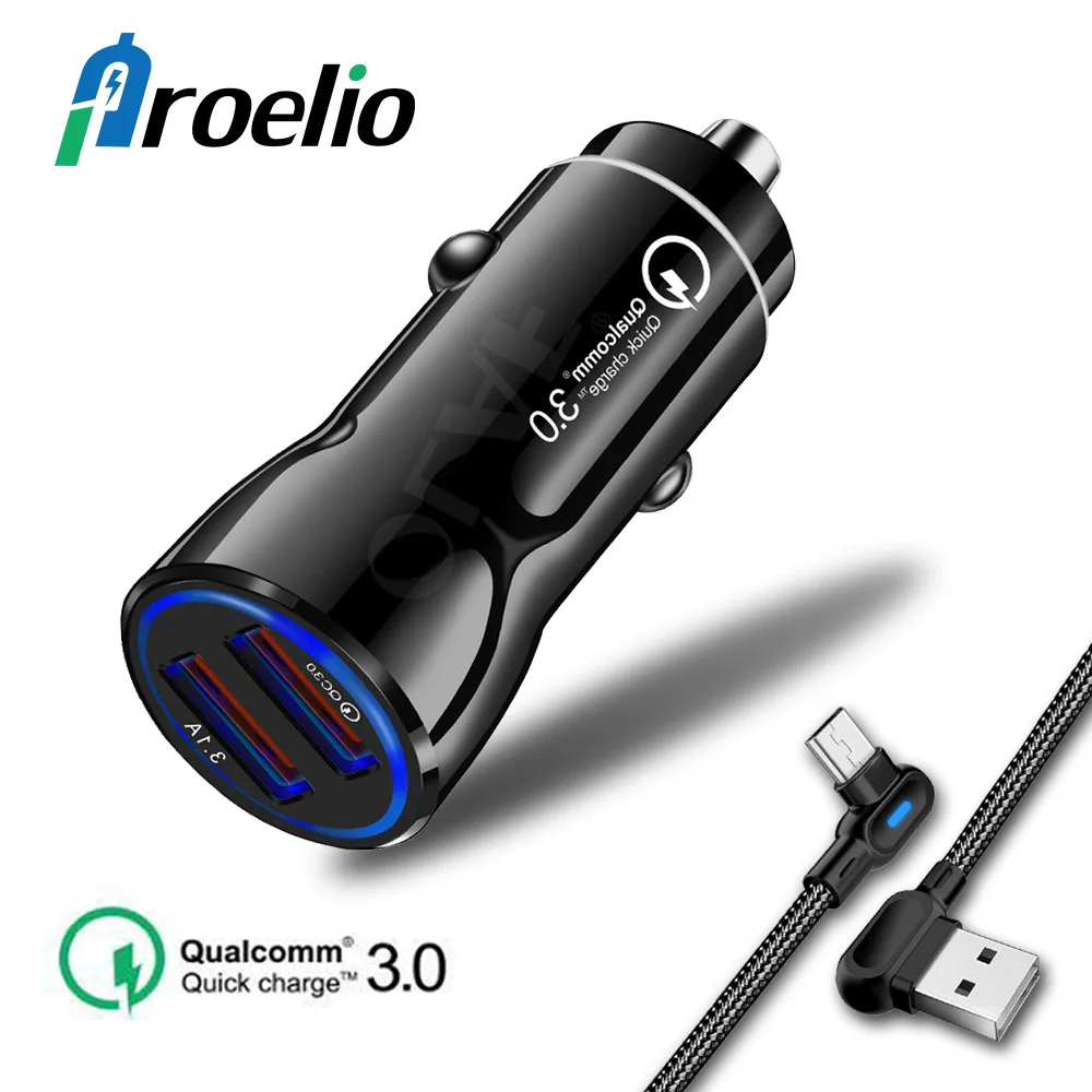 Proelio Dual Ports Car Charger Quick Charge 3.0 USB Fast Charger for iPhone 6 7 8 Plus X XR XS Max For Samsung S9 S8 Car Charger