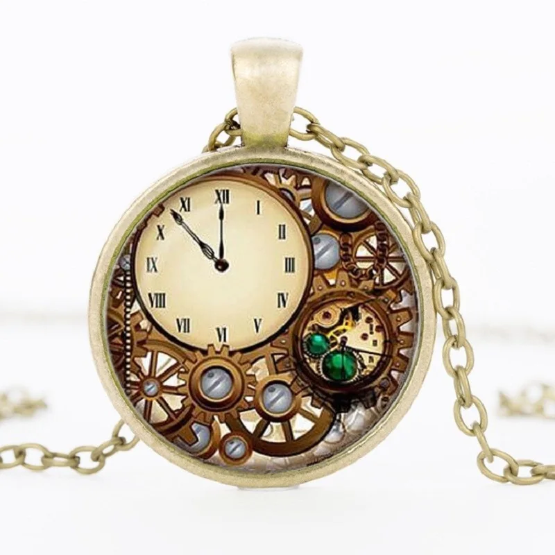 Steampunk Clock Pendant Charms Personality Mechanical Watches Pendant