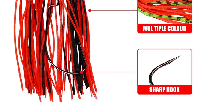 Fishing Lure Buzz Bait Spinnerbait Spinner Spoons Lead head Metal Hook Rubber Jig Head 7.7cm 7g 5pcs Fishing Tackle  (6)