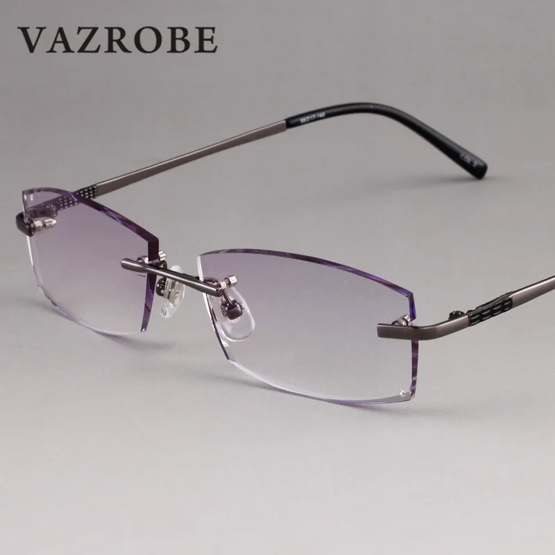 Vazrobe Rimless Glasses Men Trimming Eyeglasses Frames Man Prescription