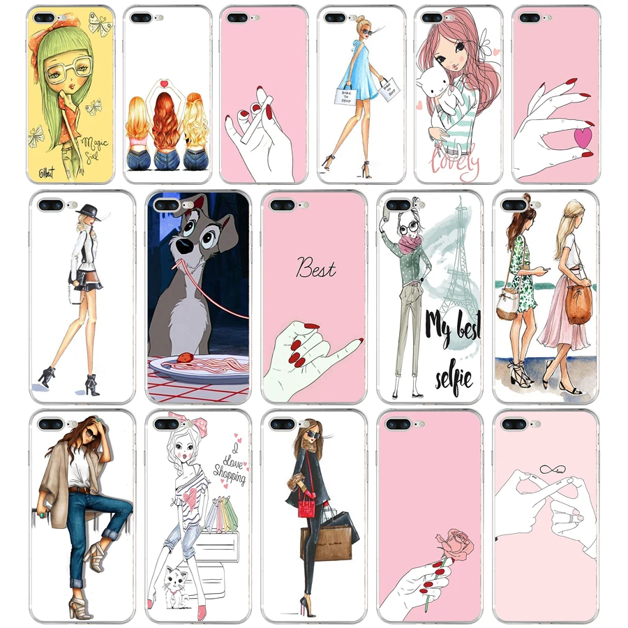 42WE Best Friend Girlfriend Boyfriend Shopping girl Мягкий ТПУ силиконовый чехол для Apple iPhone 6 6s 7 8