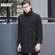 Aismz Mens Down Coats Polyester Winter Jackets Thick Casual Outerwear Windproof Handsome Warm Regular Parkas Coats 1712