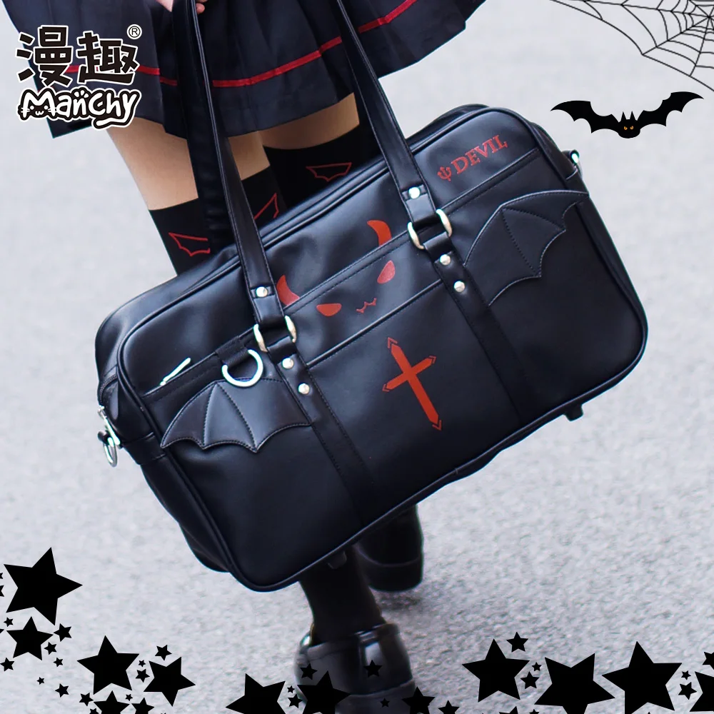 [Сток] японский Harajuku стиль маленький Дьявол Готическая Лолита JK школьная форма сумка из искусственной кожи Косплей рюкзак