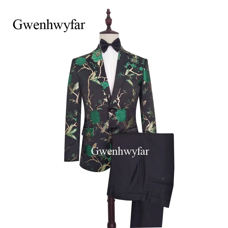 Gwenhwyfar шикарный смокинг 2 шт. жаккардовый костюм Роскошный розовый мужской свадебный костюм мужские костюмы с брюками винтажные мужские костюмы - Цвет: suits 2