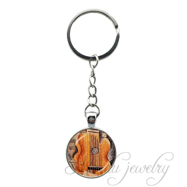 Picasso Cubism Pendant Keychain Wearable Art Picasso Glass Dome Key Chain Ring Wearable Art Picasso Friendship Jewelry 3