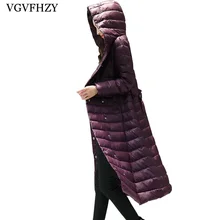 Женский ультра-светильник, пуховик, теплый, зимний, белый, утиный пух, пальто для женщин, тонкий светильник, тонкие куртки, женские длинные парки LY644