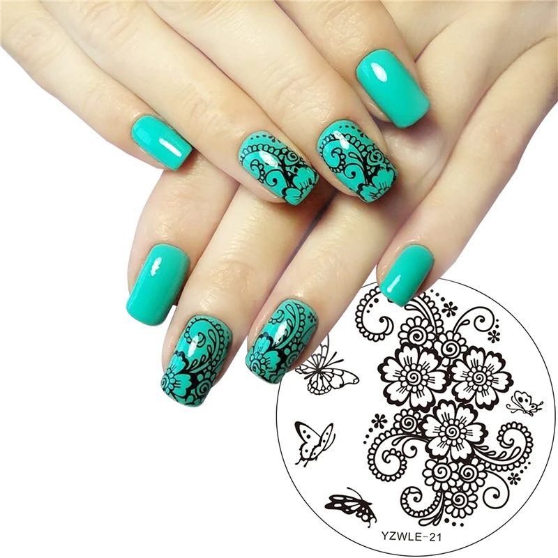 Download Hand painted Butterfly Flower Original Designs Nail Art Stamp Stamping Plates Template Image ...