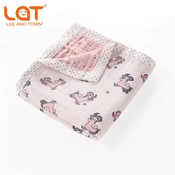 

LAT Baby Double Layer 2 Layer Blanke Pure Cotton Muslin Swaddle Wrap Blanket ,Burping Cloth Stroller Cover, Baby Gift 120x120cm