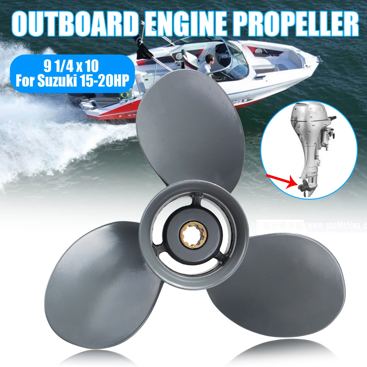 

Marine Boat Engine Propeller 9 1/4 x 10 Outboard Engine Propeller For Honda 15-20HP