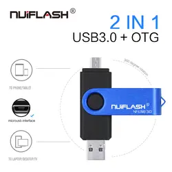 Nuiflash OTG USB флеш-накопитель свободного вращения 16 ГБ 32 ГБ 64 Гб 128 ГБ Pendrive DE alta velocidad paquete с брелоком для телефона и ПК