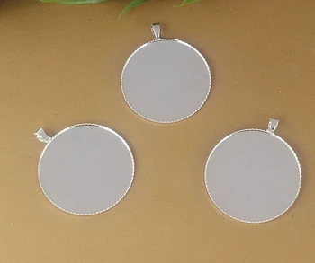 

100pcs/lot silver 25mm Serrated pendant tray findings