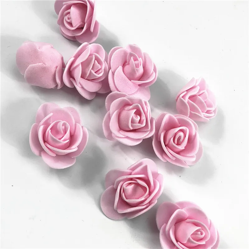 Foam Bear Mold PE Rose Artificial Flower Heads Rose Bear White Mold and Gift Box DIY Rose Bear Accessories Bag - Цвет: 500PCS pink