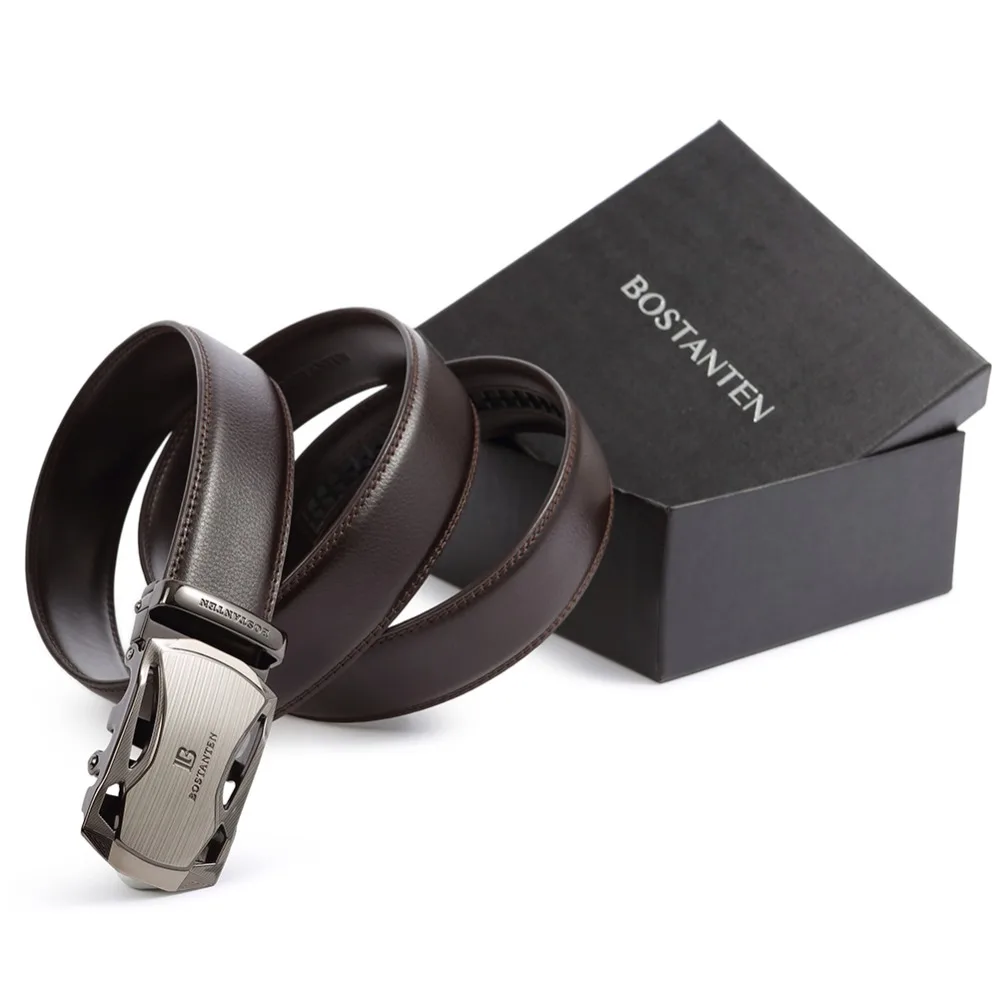 Mens Leather Belt Trim to Fit Men Waist Belt Ratchet Belt for Jeans Mens Leather Ratchet Dress Belt with Automatic Sliding Buckle