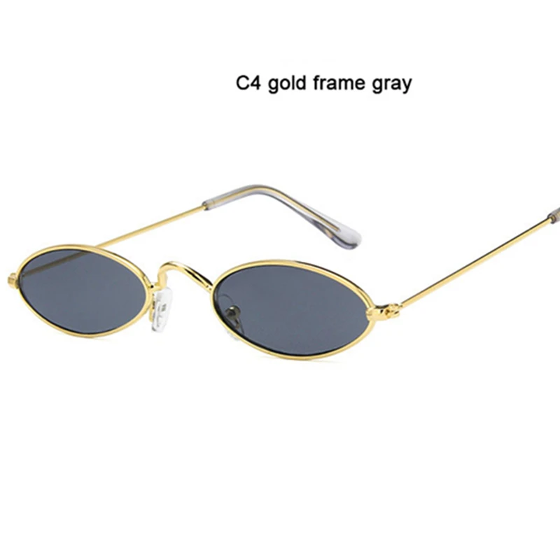 Red Ellips Ocean Piece Vintage Oval Sunglasses Women Men Retro Clear Lens Eyewear Sun Glasses For Female UV400 Metal Small Frame