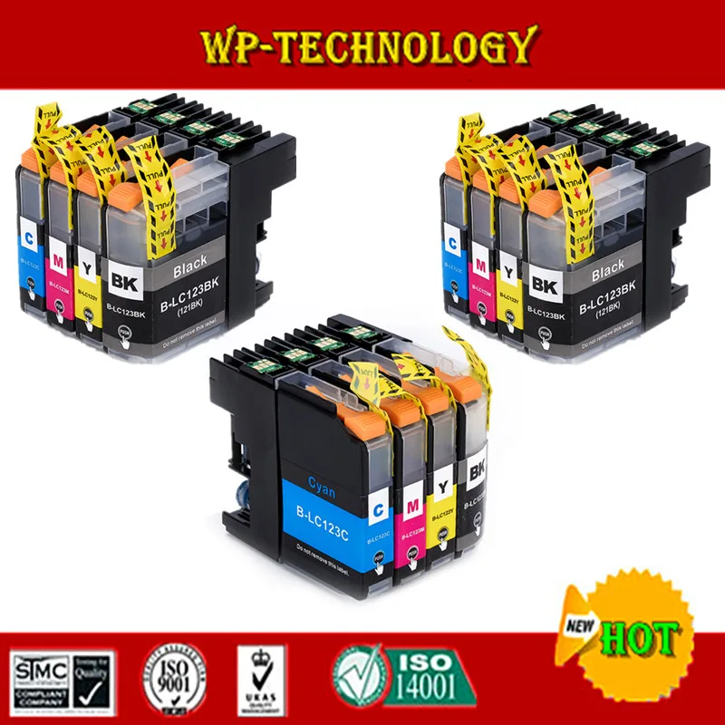 12 шт. совместимый картридж с чернилами для LC121 LC 123 LC123 костюм Brother DCP J552DW/DCP J752DW/MFC