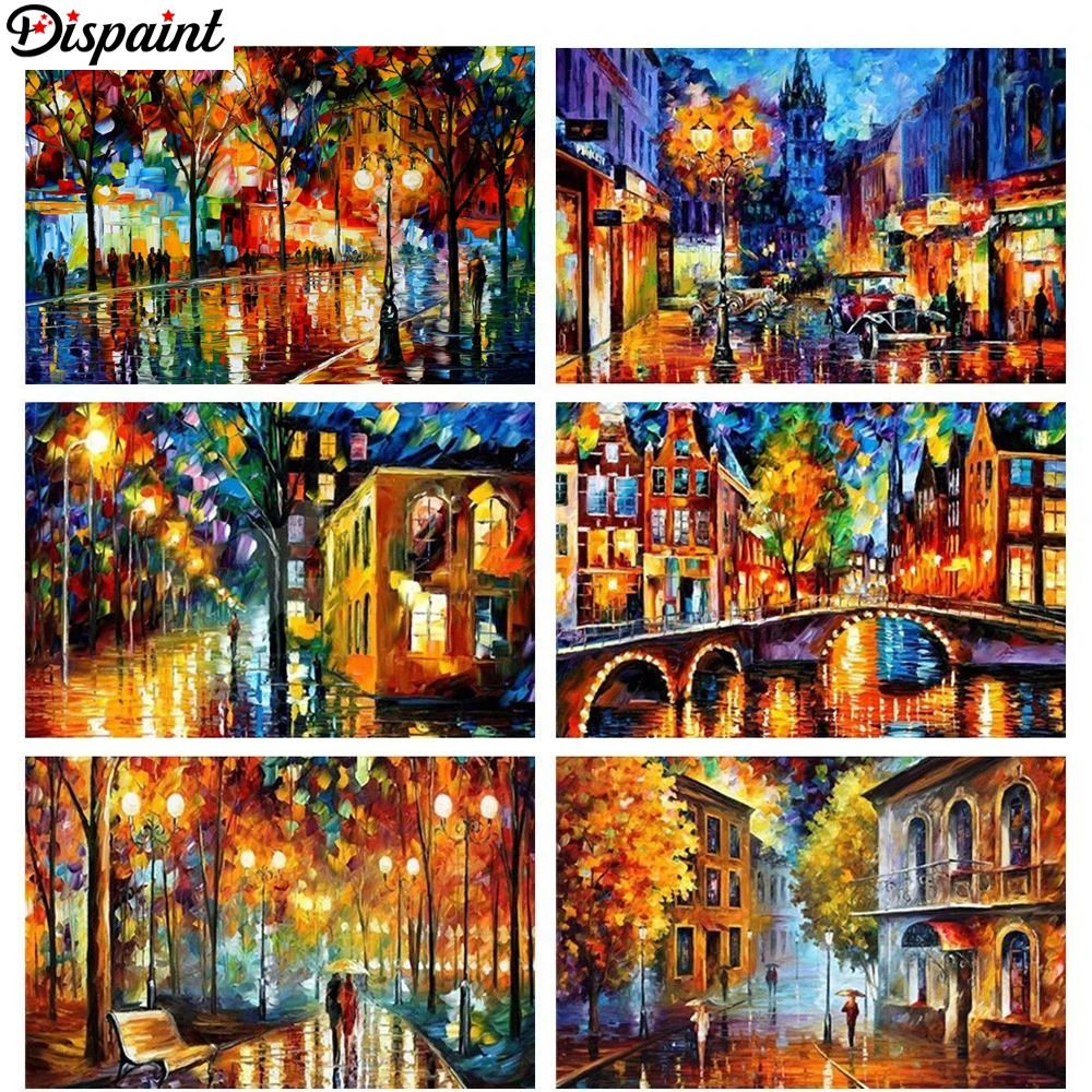 HUACAN-Diamond-Embroidery-Cross-Stitch-Landscape-Full-Square-Picture-Rhinestones-Mosaic-Street-Scenery-Diamond-Painting-DIY