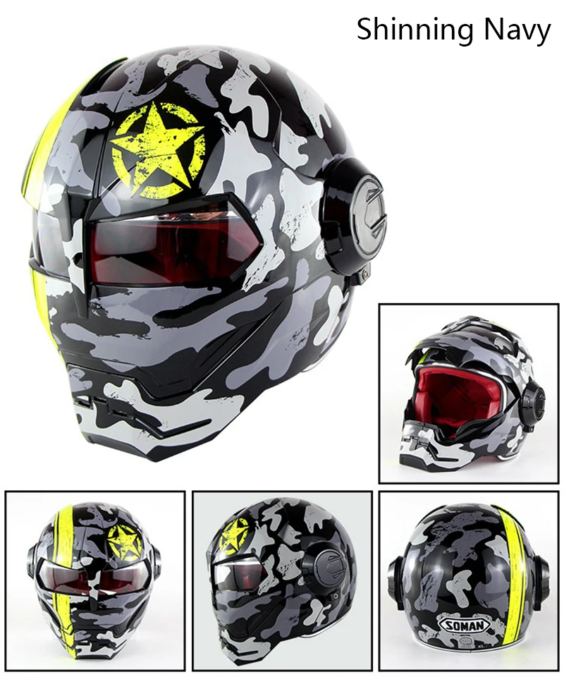 Горячая Распродажа шлем Железного человека мотоциклетный гоночный шлем робот стиль Мотор велосипед защитный шлем Monster Capacetes Мотокросс Casco DOT SM515