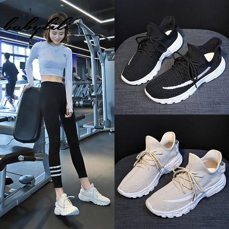 

2019 Summer Platform Sneakers Soft Comfortable High Heel Sneakers for Women Black Sneakers Women's White Mesh Walking Footwear